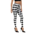 thumbnail image 3 of HDE Trendy Design Workout Leggings Fun Fashion Graphic Printed Cute Patterns Black and White Diamonds - XXL, 3 of 6