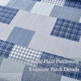 thumbnail image 5 of Smuge 3 Piece King Size Reversible Check Plaid Patchwork Quilt Set, Lightweight Soft Microfiber Coverlet Bedspread,Blue White Grey Plaid, 5 of 10