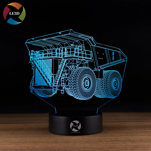 3d Optical Illusion Night Light 7 Led, Dump Truck Lamp