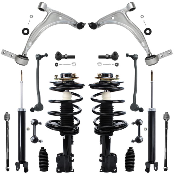 Detroit Axle - 16PC Front Struts and Coil Springs, Rear Shock Absorbers, Front Lower Control Arms w/Ball Joints, Sway Bars, Inner & Outer Tie Rods for 2002-2006 Nissan Altima 2.5L Only