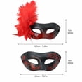 thumbnail image 3 of 2 Pack, Masquerade Mask Set Halloween Mask Couples Matching Party Accessory, Red and Black Feather and Lace Detail for Stage Performance Halloween Events, 3 of 4