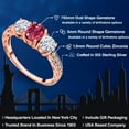 thumbnail image 2 of Gem Stone King 18K Rose Gold Plated Silver 3-Stone Ring Oval Tourmaline Moissanite (1.97 Cttw), 2 of 6