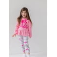 thumbnail image 3 of Conjunto de ropa: sudadera con capucha y leggings de forro polar con estampado peplum para niñas pequeñas, 3 of 8