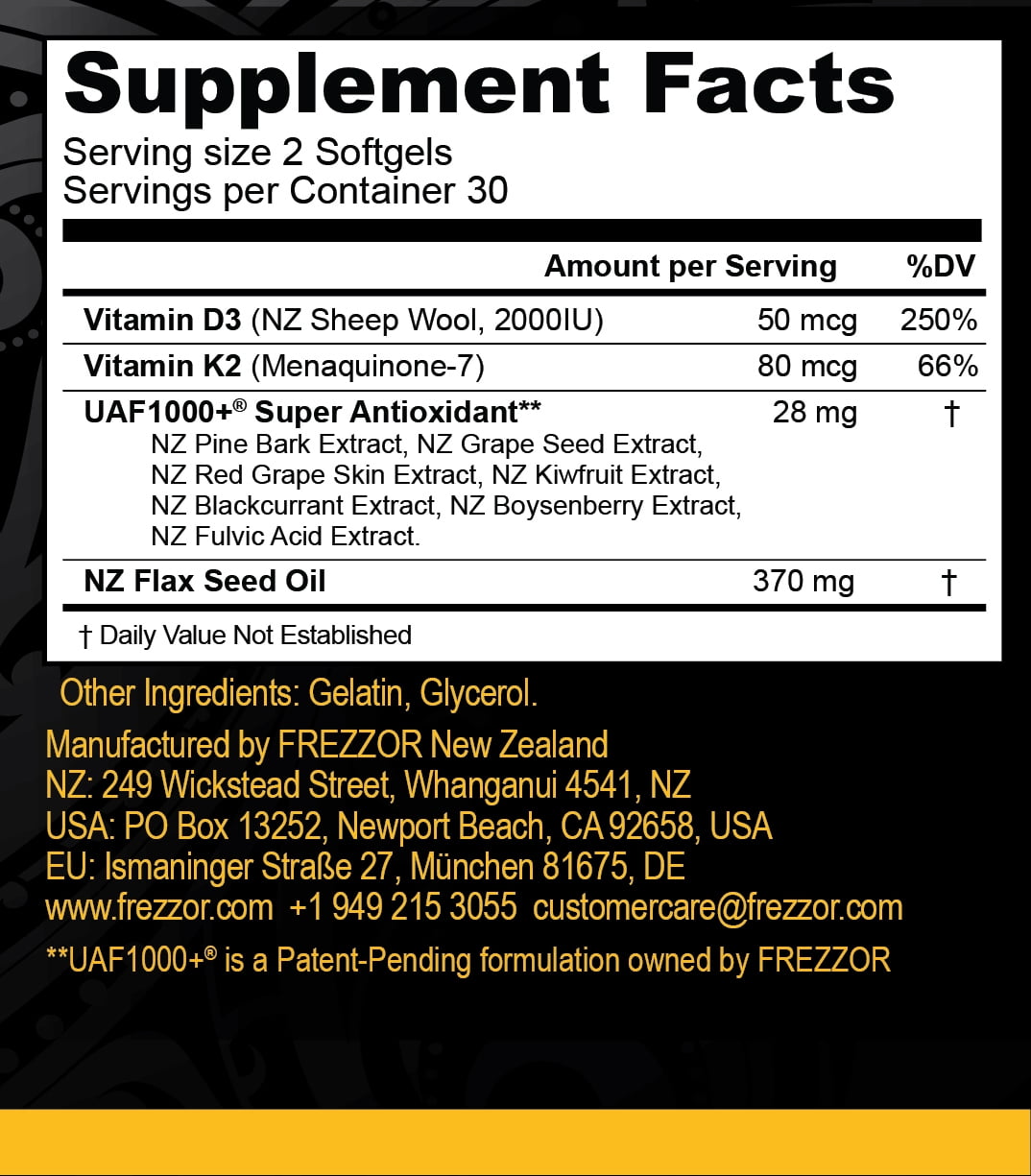 FREZZOR Vitamin D3 Supplement, Vitamin K2 and D3, Premium Bone Health Supplement, 4 Bottles, 240 Capsules