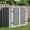 A, variant on YAORUTY 4x9 FT Lean to Metal Garden Shed with Windows, Sloping Roof, 2 Vents & 1 Side Open Door, Waterproof Outdoor Storage Tool House for Backyard, Garden, Patio, Gray