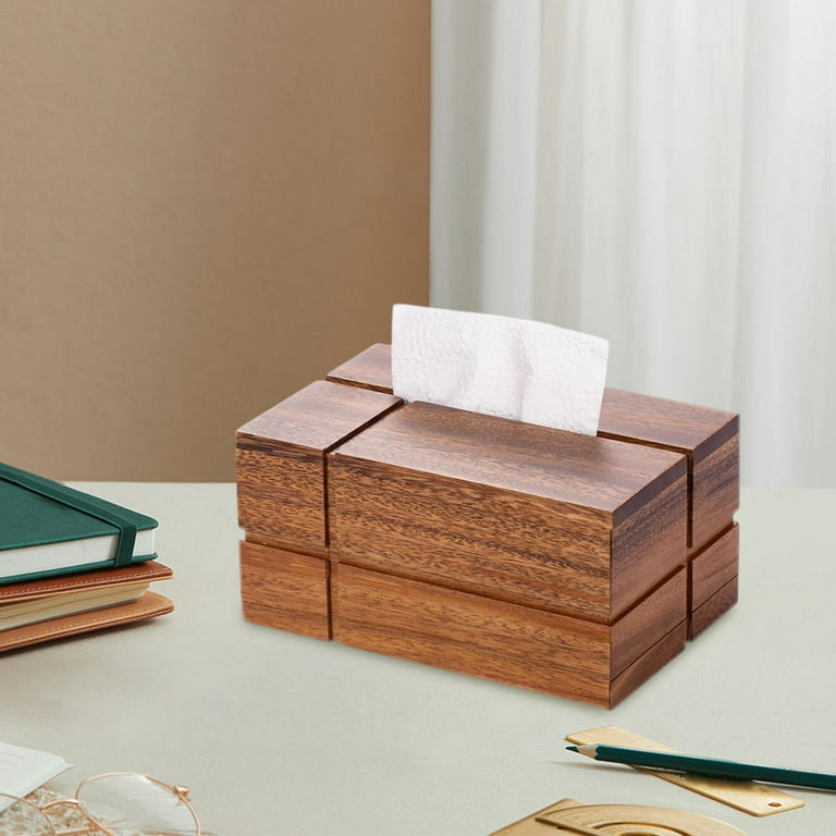 Portable Solid Wood Tissue Box Paper Storage Box Rectangle Crafts Paper  Holder Tissue Holder for Tables Hotel Bedroom Bathroom Decor