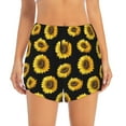 thumbnail image 4 of Lsque Sunflower (2) Printed Women's Running Shorts with Liner Pockets,Elastic Quick Dry Workout Athletic Gym Yoga Shorts,Womens High Waist Shorts-Large, 4 of 9