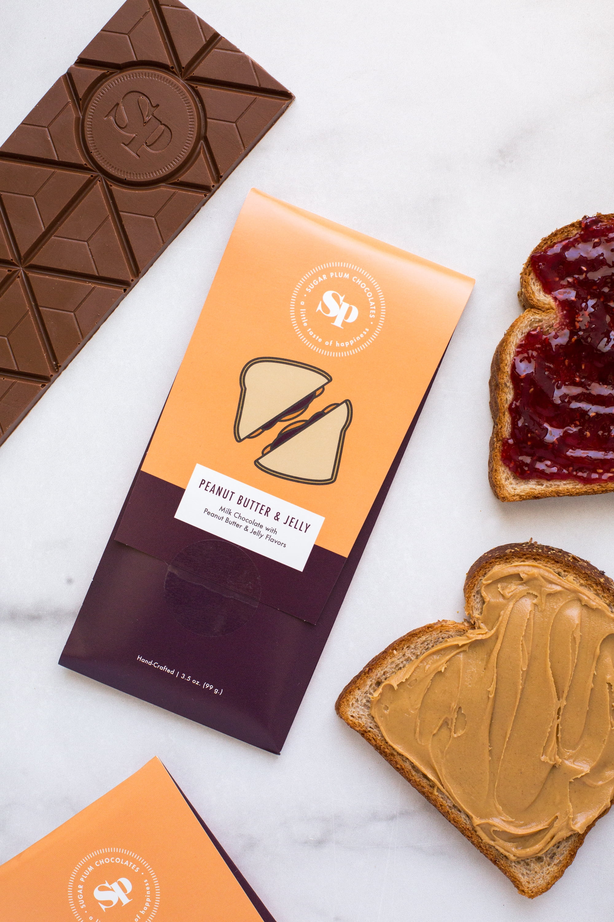 Sugar Plum Chocolates Peanut Butter and Jelly Milk Chocolate Bars Vegetarian 5-Pack 17.5 oz