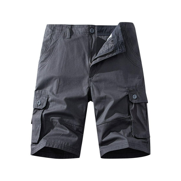 pstuiky Pantalones cortos para hombre, Pantalones cargo con bolsillos para hombre, pantalones cortos casuales de verano clásicos con botones y múltiples bolsillos Pantalones cortos de baloncesto