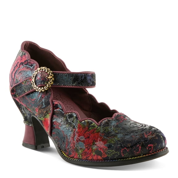 L`Artiste Adodora Women's Mary Jane Pump with Elegant Floral Tapestry Design