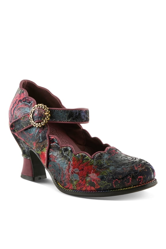 L`Artiste Adodora Women's Mary Jane Pump with Elegant Floral Tapestry Design