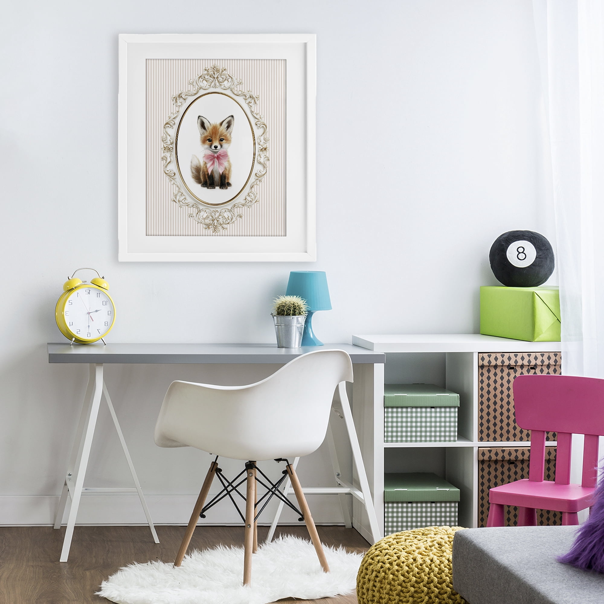 Stupell Industries Vintage Baby Fox White Framed Print Under Glass, design by Christine Simpson Art