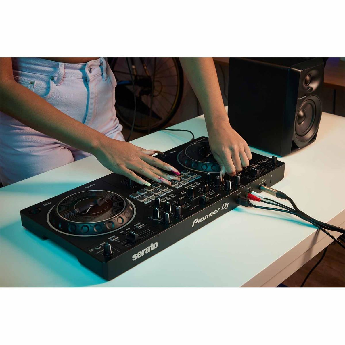 Pioneer DJ DDJ-REV1 Scratch Style 2-Channel DJ Controller for Serato DJ Lite with Case & Cover Package