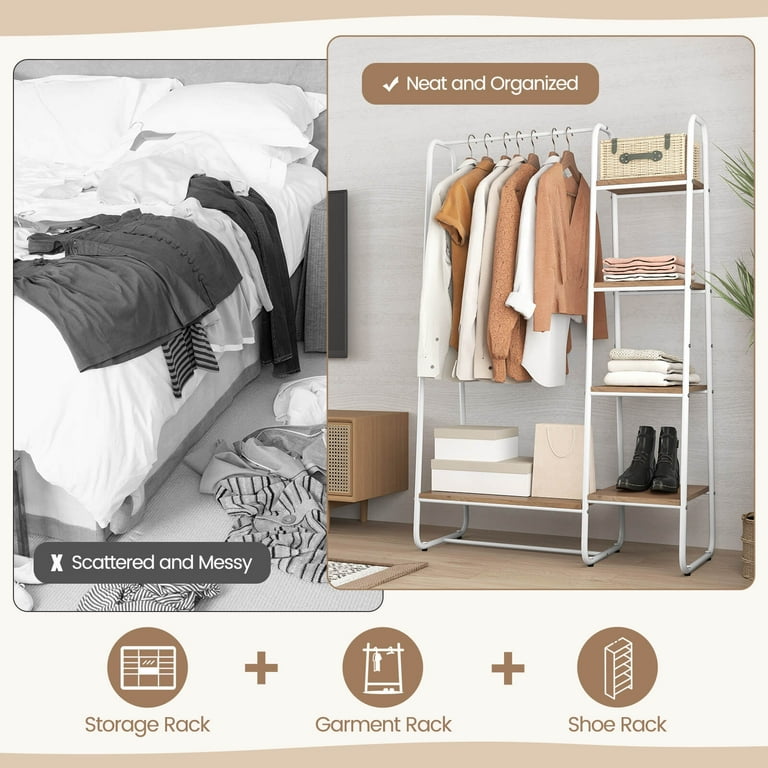 Costway Metal Garment Rack, Free Standing Closet Organizer, 5