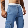 thumbnail image 4 of Hvot&aat Men's Casual Multi Pockets Cargo Pants Tight Slim Fit Jeans Stretch Stretchy Distressed Denim Pants, 4 of 7
