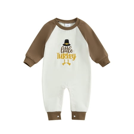 

DcoolMoogl Thanksgiving Baby Jumpsuit Long Sleeve Embroidery Letters Romper