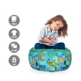 thumbnail image 2 of Animal Storage Toy Bag Chair, Colorful Pattern of Various Jungle Animals in a Tropic Setting, Stuffed Animal Organizer Washable Bag, Small Size, Deep Sky Blue Multicolor, by Ambesonne, 2 of 3