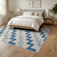thumbnail image 3 of ODIKA 6'x9' Blue Zigzag Dotted Arc Washable Area Rug Modern Geometric Pattern with Stepped Angles Easy Care, Non-Shedding, for Queen Size Bedroom Under Bed Master Suite, 3 of 7