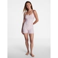 thumbnail image 2 of No Boundaries Fit Stretch Lace Trim Scoop Neck Romper, Women's XS-XXXL, 2 of 5