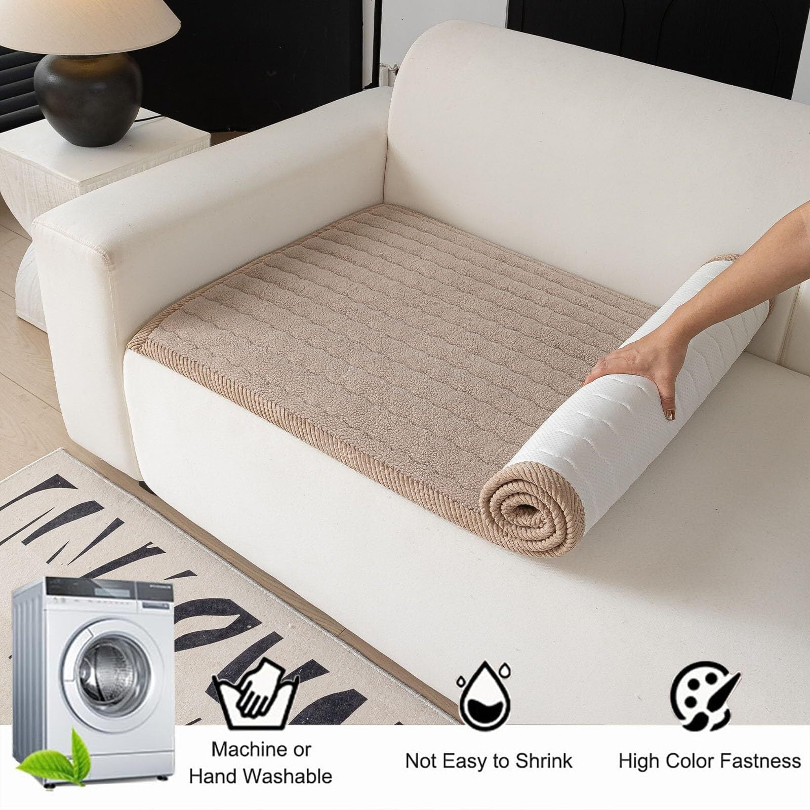Washable Pet Couch Cover Non-Slip Sofa Covers for Dogs Pet-Friendly Soft Sherpa Dog Couch Protector Mat for Sectional Sofa