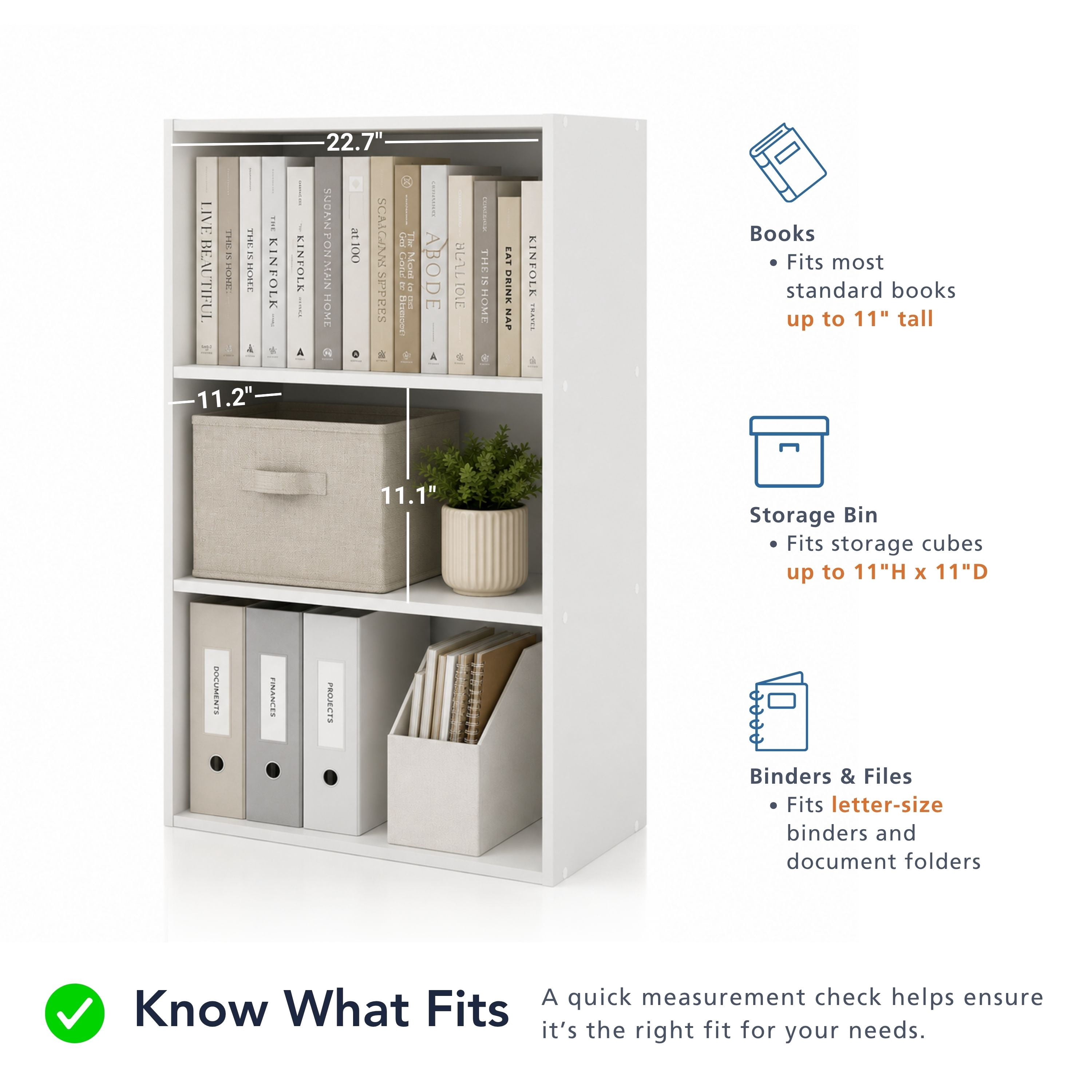 Join Stackable 2-Tier Wood White Bookcase
