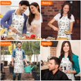 thumbnail image 4 of Fall Pumpkins Leaves Pattern Apron-Garden Aprons for Women with Pockets-Cotton Linen Waterproof Kitchen Cooking Gardening Aprons Adjustable for Kitchen,Cooking,BBQ and Salon 33"x27", 4 of 7