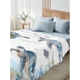 thumbnail image 4 of Sea Turtle Coastal Full Size Flat Sheet, Wrinkleproof & Fadeproof Cooling Flat Bed Sheet Only, Summer Beach Coral Ocean Blue Nautical Breathable Soft Bedding Top Sheets 81 x 96 Inches, 4 of 8