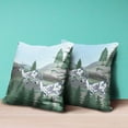 thumbnail image 4 of Amrita Sen Running Reindeer Throw Pillow in Green Blue 18x18, 4 of 5