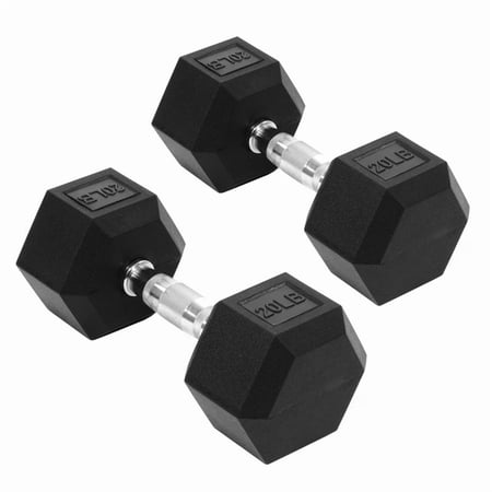 Sprint Demon 20 LB Rubber Hex Dumbbells, Set of 2, Non-Slip Grip for Home Gym Strength Training