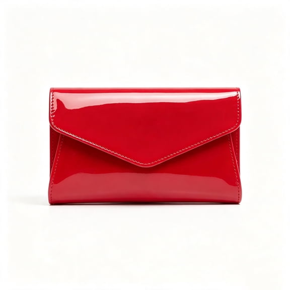 Women's Red Patent Finish Clutch Purse Envelope Handbag Fashion Evening Bag for Party and Special Occasions