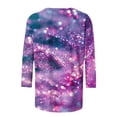 thumbnail image 5 of Charella 3/4 Sleeve Tops for Women Crewneck T-shirts Bling Bling Printed Casual Blouse 2024 Spring Summer Tops,Multicolor,XXXL, 5 of 5