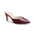 thumbnail image 1 of BLISSFUL STEP Women's Pointed Toe Stiletto Heels Slide Mules Burgundy 6, 1 of 7