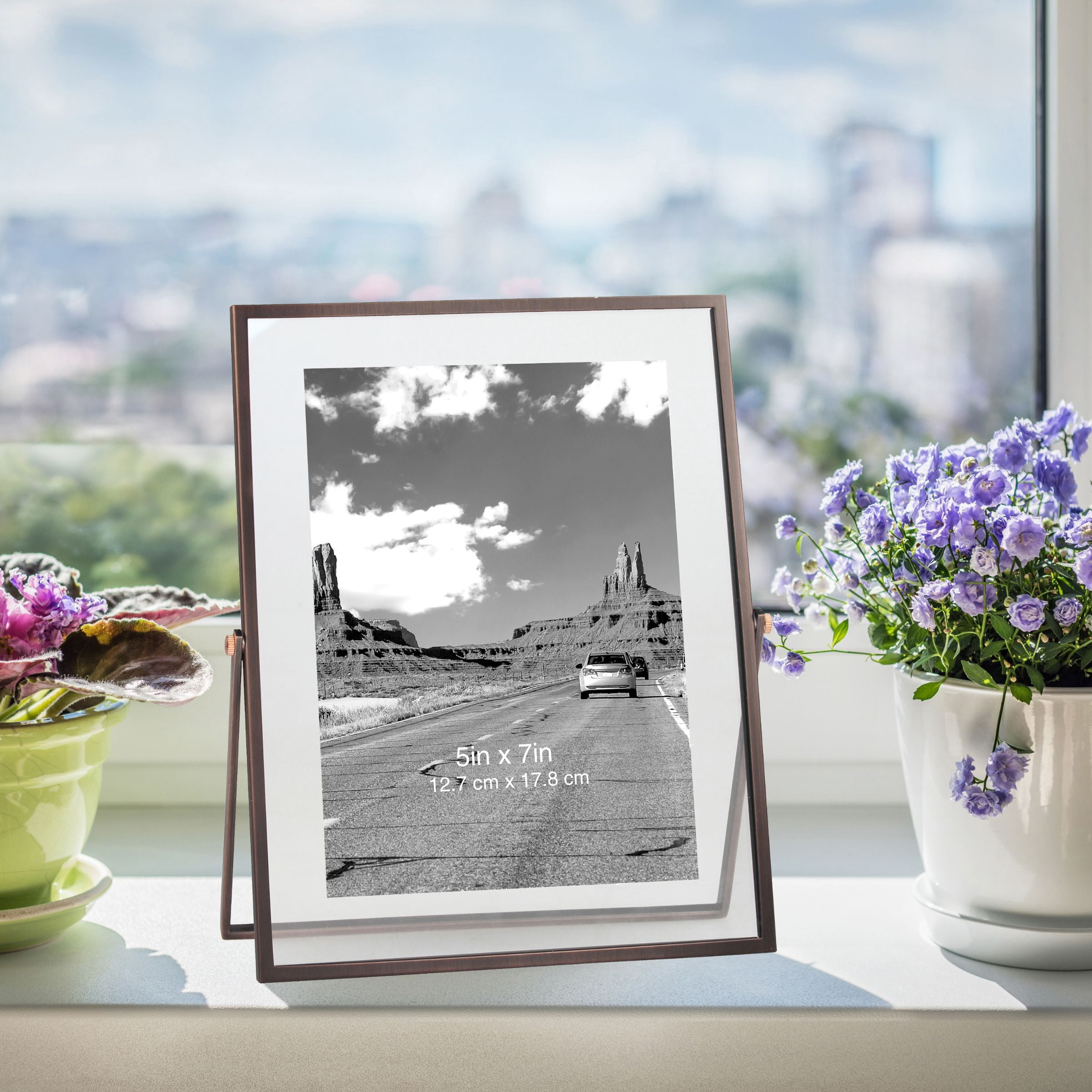 Better Homes & Gardens 5 x 7 Metal Tabletop Floating Picture Frame, Copper