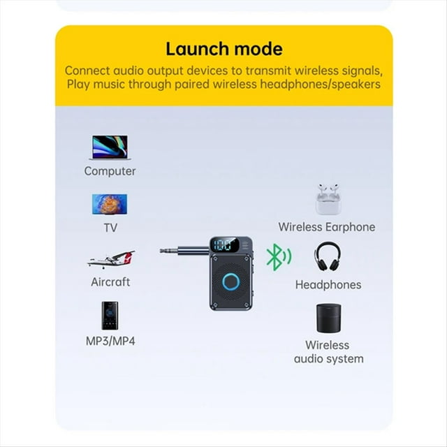 Bluetooth 5.4 Transmisor Receptor 3.5MM AUX Avión Coche Audio Adaptador Inalámbrico Llamada Manos para PC Auriculares Altavoz