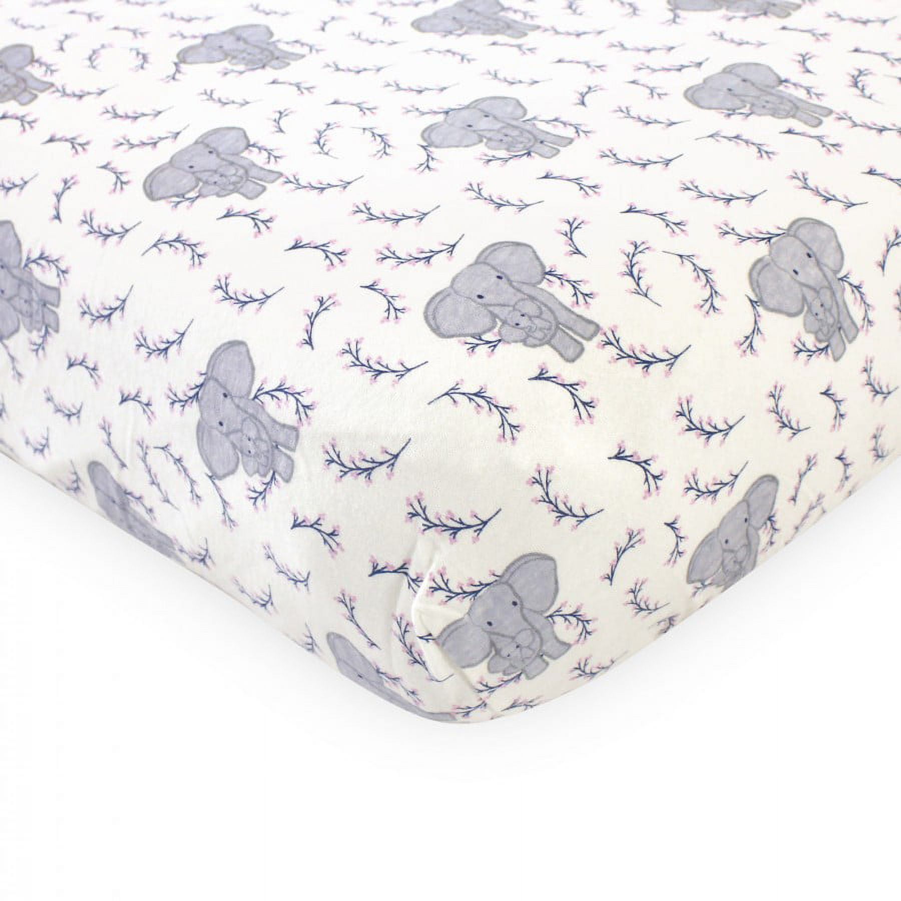 Touched by Nature Baby Girl Organic Cotton Crib Sheet, Girl Elephant, One Size