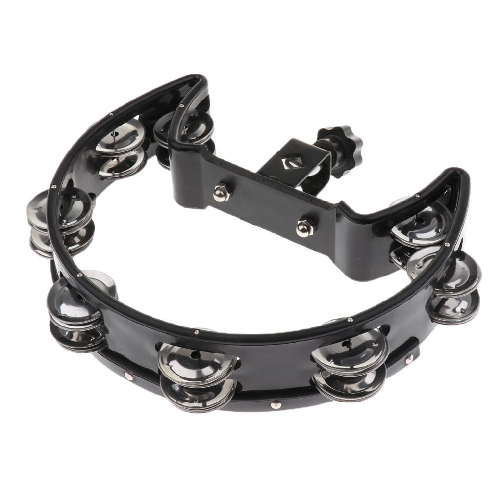 LeeQinersw Drum Accompaniment Accessory 4 Pairs of Stainless Steel Jingles Rattle Black