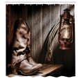 thumbnail image 3 of Ambesonne Western Shower Curtain, Vintage Cowboys Bench, 69"Wx84"L, Brown, 3 of 5