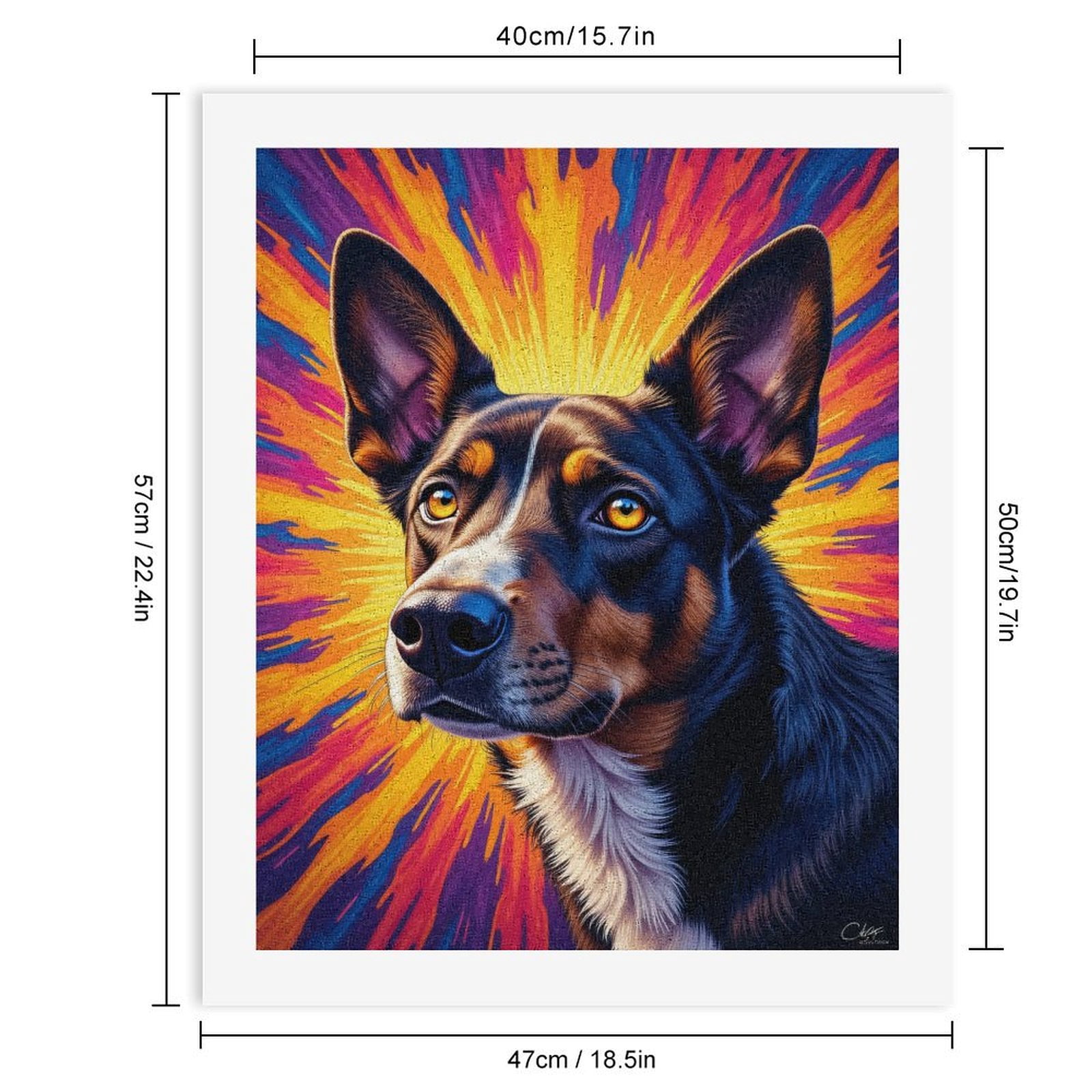 Paint By Numbers Kit for Adults Beginner - DIY Colorful Dog Portrait Art Vibrant Canvas Painting Kits for Adults, Frameless Paint By Number for Adults for Home Wall Decor 16x20 Inch