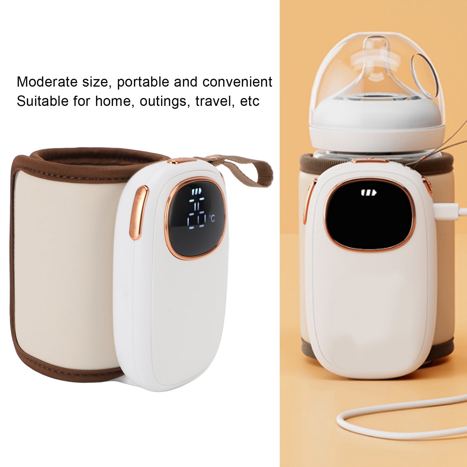 Riousery Portable USB Baby Bottle Warmer Sleeve, 8000mAh Battery Powered Constant Temperature Milk Heater for Travel
