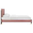 thumbnail image 3 of Platform Bed Frame, Tufted, King Size, Pink, Velvet, Mid Century Bedroom, Modern Contemporary Boutique HB35635, 3 of 8