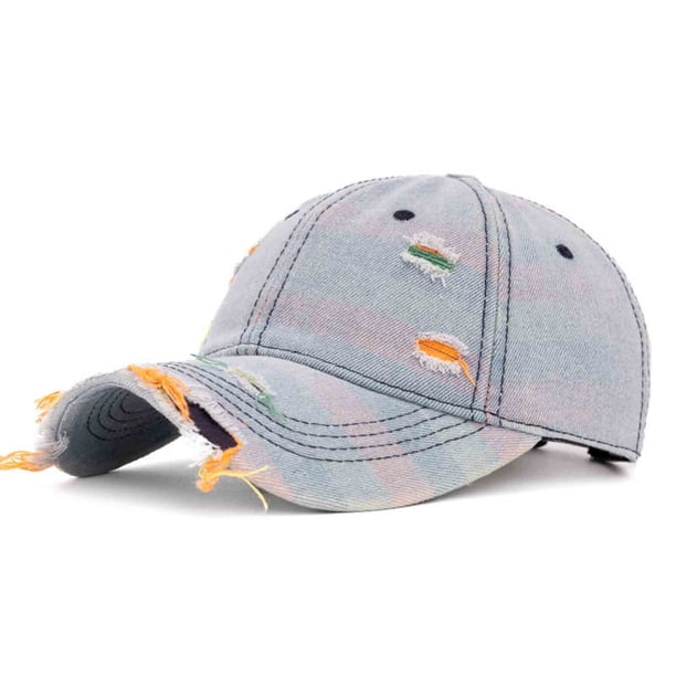 Gorra de béisbol unisex, moderna, versátil, de mezclilla perforada, para el sol, lavada, de poliéster.