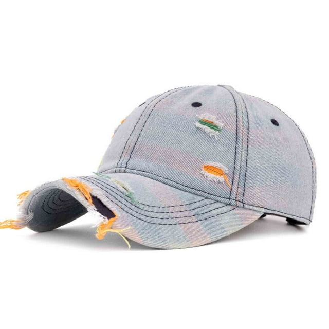 Gorra de béisbol unisex, moderna, versátil, de mezclilla perforada, para el sol, lavada, de poliéster.