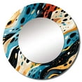 thumbnail image 2 of Designart "Retro Contrast I" Abstract Rund Mirror For Wall Decor - Large Orange Round Printed Mirror -Modern Round Living Room Mirror - 29" x 29", 2 of 6