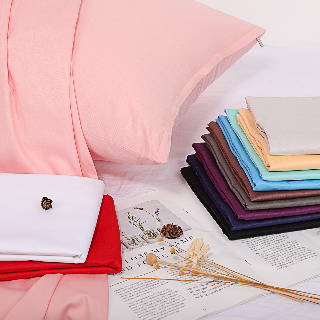 Unique Bargains Solid Solid Washable Woven 300 Thread Count Pillow Shams Body Pillow Red (Pillowcase Only, Pillow Insert Is Not Included)