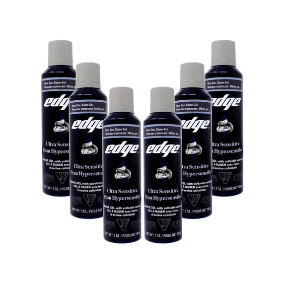 6 Pack Edge Shave Gel, Fragrance Free, Ultra Sensitive, With Oat Meal 7 Oz Each