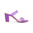 thumbnail image 3 of BLISSFUL STEP Women's Strappy Block Heel Slides Mules Sandals Purple 5.5, 3 of 7