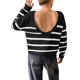 thumbnail image 3 of Suéter Corto de Cuello Redondo para Mujer, Larga, Tejido Grueso, Estilo Jersey, Ideal para Otoño y Negro S, 3 of 7