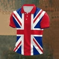 thumbnail image 2 of Telankuip Male UK Flag Full-Printed Casual Business Casual Polo Shirts 2026 Summer Fashion Short Sleeve Button Lapel Print Festive Celebration Top for Men Loose Cozy Outfit Red XXXXXXL, 2 of 3