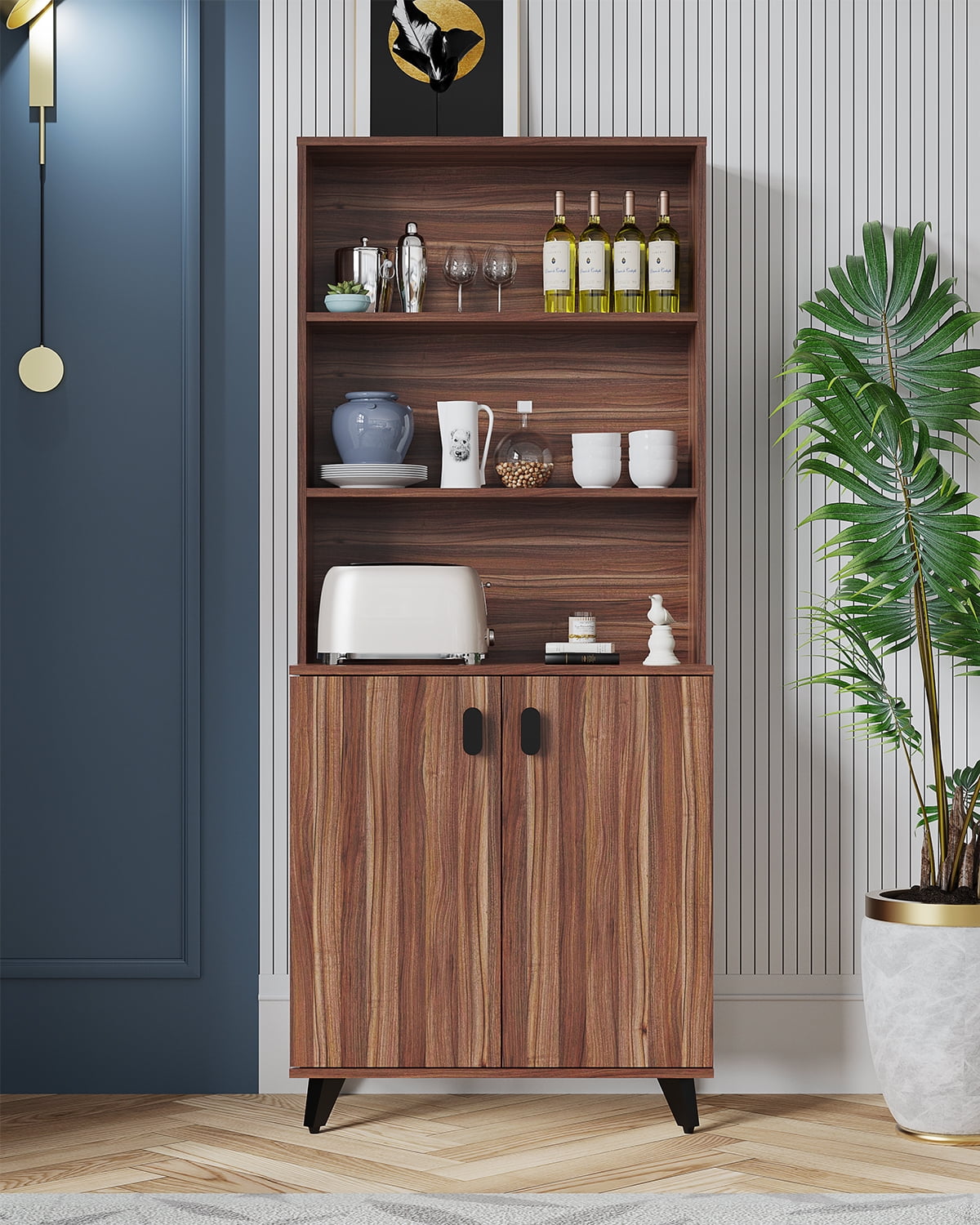 COPIAE Kitchen Pantry Storage Cabinet, with 2 Doors and Shelves ...