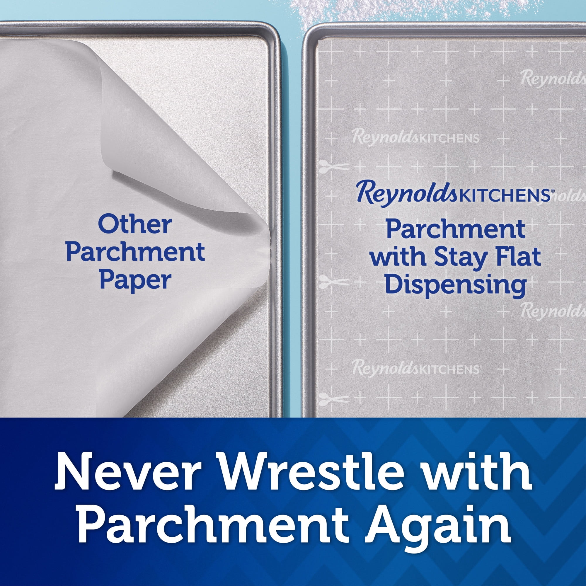 Reynolds Kitchens Stay Flat Parchment Paper Roll with SmartGrid, 80 ft x 15 in, 100 Total Sq. Ft.